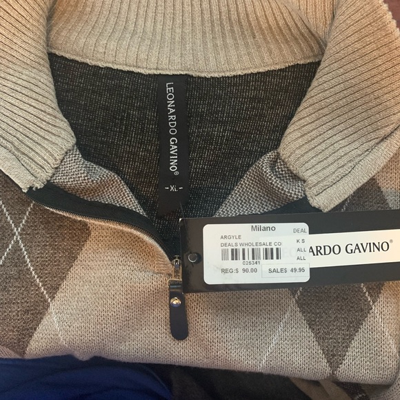 Leonardo Gavino Brown Argyle Sweater in size XL - Picture 5 of 6